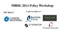 NIRIG Policy Workshop 2014 - 